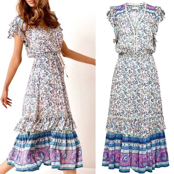 🌺🎉HP🎉🌺 NWOT Spell & The Gypsy Dahlia Midi Dress - Picture 7 of 16